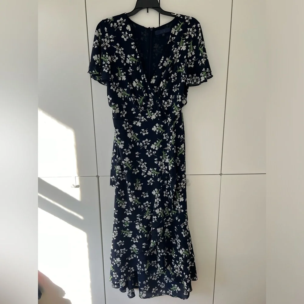 RACHEL Rachel Roy Faux Floral Wrap Dress in Navy Size 14 - Picture 3 of 7